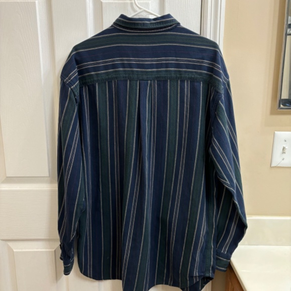 Duckhead Men’s Striped Flannel Button Down Navy Blue Green Vintage 90s Y2K XL - Picture 9 of 13